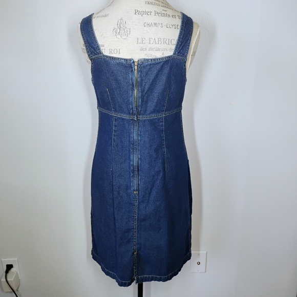 Vintage Liz Claiborne Blue Denim Overall Dress Size 10 Patch Pockets‎ 90s Modest - Picture 4 of 10